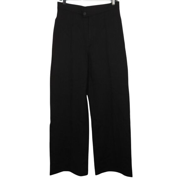 Halara Black Asymmetric High Waist Zip Pocket Straight Leg Ponte Pants Sz Large - Picture 4 of 8
